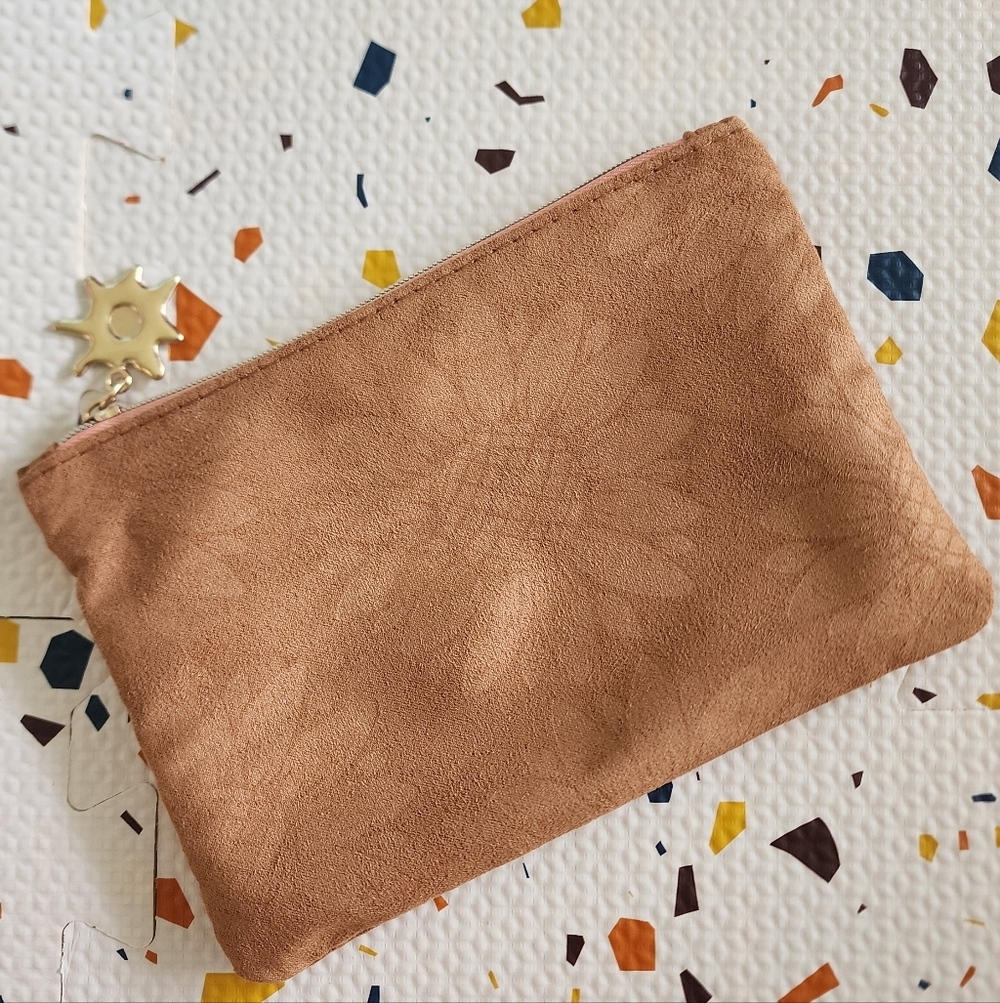Ipsy Sunflower Suede Zip Pouch Tan Women's Clutch March 2026